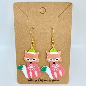 Christmas Fox earrings handmade NWT